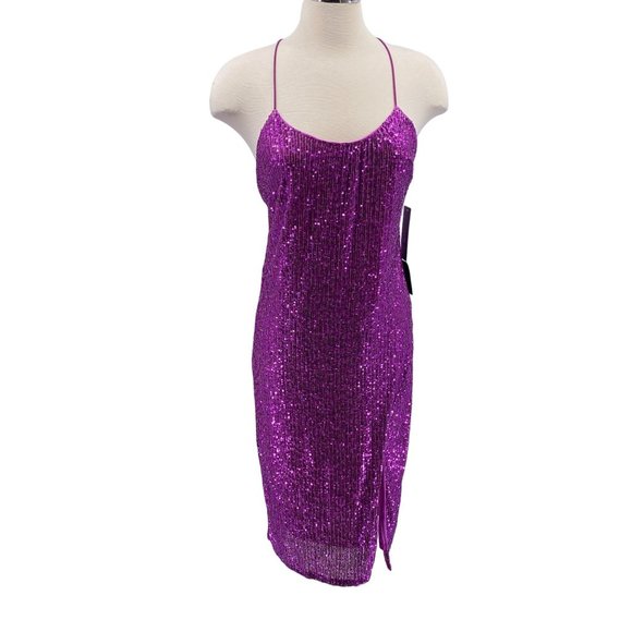 Lulu's Superstar Sequin sexy cocktail party dress size Medium NEW magenta - Picture 2 of 11